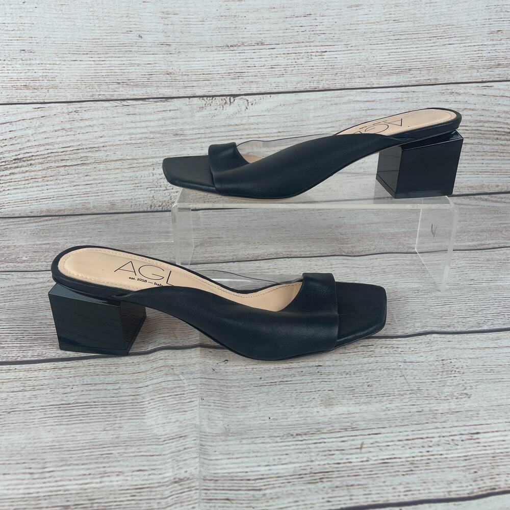 AGL Angie Womens EU 36.5 US 6.5 Slip On Cube Heels Black Heather